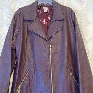 Vegan leather moto jacket - Chico's Size 3